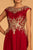 Elizabeth K - GL2519 Lace Embroidered Bateau Chiffon A-line Dress In Red