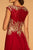 Elizabeth K - GL2519 Lace Embroidered Bateau Chiffon A-line Dress In Red