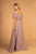 Elizabeth K - GL2520 Embroidered V-Neck A-Line Evening Gown In Purple