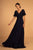 Elizabeth K - GL2520 Embroidered V-Neck A-Line Evening Gown In Blue