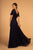Elizabeth K - GL2520 Embroidered V-Neck A-Line Evening Gown In Blue