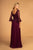 Elizabeth K - GL2521 Embellished V-Neck Quarter Length Sleeves Gown In Purple