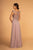 Elizabeth K - GL2523 Embellished Illusion Scoop Chiffon A-line Dress In Purple