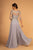 Elizabeth K - GL2524 Embroidered Quarter Length Sleeve Chiffon Dress In Silver