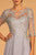 Elizabeth K - GL2524 Embroidered Quarter Length Sleeve Chiffon Dress In Silver