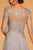 Elizabeth K - GL2524 Embroidered Quarter Length Sleeve Chiffon Dress In Silver