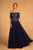 Elizabeth K - GL2525 Embroidered Off-Shoulder Chiffon A-line Dress In Blue