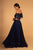 Elizabeth K - GL2525 Embroidered Off-Shoulder Chiffon A-line Dress In Blue