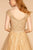 Elizabeth K - GL2526 Cap Sleeve Jewel Adorned Bodice A-Line Gown In Gold