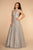 Elizabeth K - GL2526 Cap Sleeve Jewel Adorned Bodice A-Line Gown In Silver