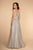 Elizabeth K - GL2526 Cap Sleeve Jewel Adorned Bodice A-Line Gown In Silver