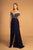 Elizabeth K - GL2527 Jeweled Bodice Plunging Off Shoulder Gown In Blue