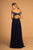 Elizabeth K - GL2527 Jeweled Bodice Plunging Off Shoulder Gown In Blue