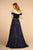 Elizabeth K - GL2530 Embellished Pleated Off-Shoulder A-line Dress In Blue
