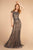 Elizabeth K - GL2533 Jeweled Cap Sleeves Sheath Evening Gown In Gray