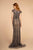 Elizabeth K - GL2533 Jeweled Cap Sleeves Sheath Evening Gown In Gray