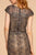 Elizabeth K - GL2533 Jeweled Cap Sleeves Sheath Evening Gown In Gray