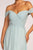 Elizabeth K - GL2550 Pleated Off-Shoulder Chiffon A-line Dress In Silver and Blue
