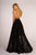 Elizabeth K - GL2581 Allover Sequin Sexy Open Back A-Line Gown In Black