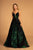 Elizabeth K - GL2581 Allover Sequin Sexy Open Back A-Line Gown In Green