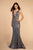Elizabeth K - GL2588 Plunging V-Neck Triband Mermaid Gown In Blue and Silver