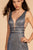Elizabeth K - GL2588 Plunging V-Neck Triband Mermaid Gown In Blue and Silver