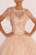 Elizabeth K - GL2600 Beaded Ballgown with Sheer Bolero In Pink