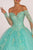 Elizabeth K - GL2603 Crystal Embellished Off-Shoulder Ballgown In Blue