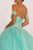 Elizabeth K - GL2604 Strapless Sweetheart Appliqued Glitter Ballgown In Blue and Green