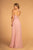 Elizabeth K - Pleated Lace Trimmed Chiffon A-line Dress GL2606 In Pink