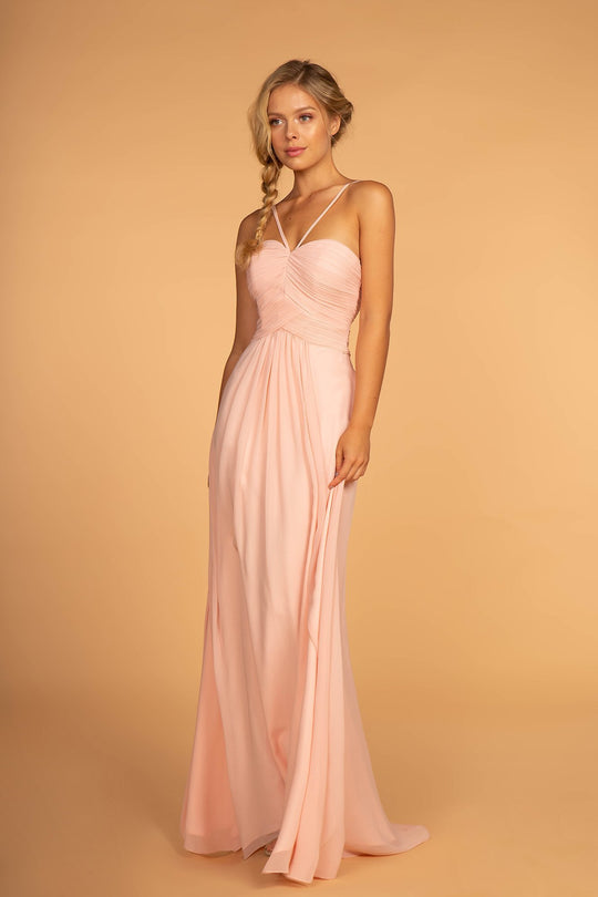 Elizabeth K - GL2607 Pleated Sweetheart Chiffon A-line Dress In Pink