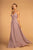 Elizabeth K - GL2609 Plunging V-Neck Pleated Bodice A-Line Gown In Purple