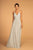Elizabeth K - GL2609 Plunging V-Neck Pleated Bodice A-Line Gown In White