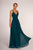 Elizabeth K - GL2609 Plunging V-Neck Pleated Bodice A-Line Gown In Green