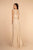 Elizabeth K - GL2611 Floral Lace Jewel A-Line Evening Gown In Neutral