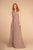 Elizabeth K - GL2611 Floral Lace Jewel A-Line Evening Gown In Purple