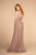 Elizabeth K - GL2611 Floral Lace Jewel A-Line Evening Gown In Purple
