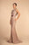 Elizabeth K - GL2613 Sequined Lace Jewel Neck Trumpet Dress in Pink