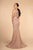 Elizabeth K - GL2613 Sequined Lace Jewel Neck Trumpet Dress in Pink