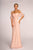 Elizabeth K - GL2615 Pleated Straight Across Neck Chiffon Dress In Pink