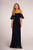 Elizabeth K - GL2615 Pleated Straight Across Neck Chiffon Dress In Blue