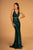 Elizabeth K - GL2626 Sequined Deep V-neck Trumpet Dress In Green