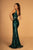Elizabeth K - GL2626 Sequined Deep V-neck Trumpet Dress In Green