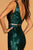 Elizabeth K - GL2626 Sequined Deep V-neck Trumpet Dress In Green