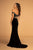 Elizabeth K - GL2628 Embellished Off-Shoulder Velvet Dress In Black