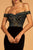 Elizabeth K - GL2628 Embellished Off-Shoulder Velvet Dress In Black