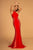 Elizabeth K - GL2640 Embellished High Halter Jersey Trumpet Dress In Red
