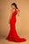 Elizabeth K - GL2640 Embellished High Halter Jersey Trumpet Dress In Red