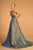 Elizabeth K Bridal - GL2644 Glitter Crepe Deep V-neck A-line Dress In Green