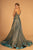 Elizabeth K Bridal - GL2644 Glitter Crepe Deep V-neck A-line Dress In Green